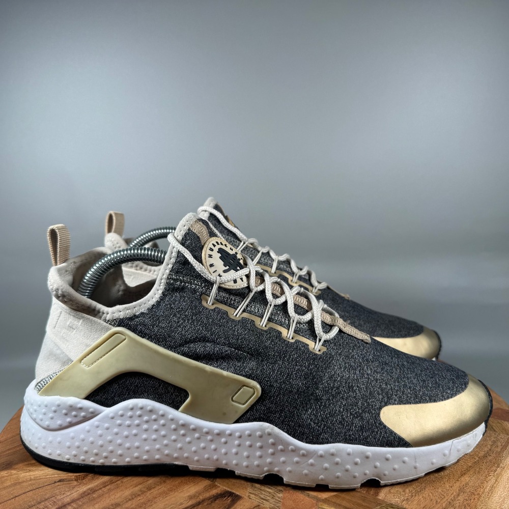 Nike Air Huarache Run Ultra SE Women Size 11 Dark Grey‎ Gold Running Shoes